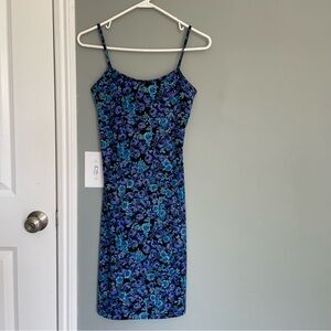 Vintage Y2K Byer California Blue Black Purple Floral Slip Dress